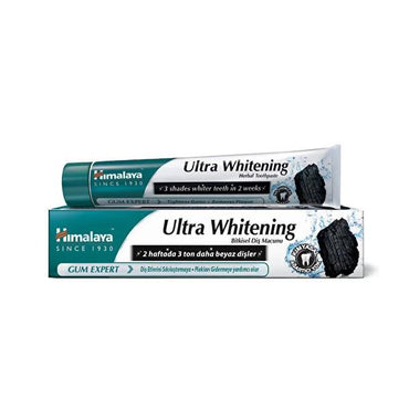 Himalaya Herbal Toothpaste Ultra Whitening with Activated Charcoal - Natural Teeth Whitening, Botanical Oral Care - 2.54 fl oz