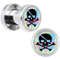 Pink Green Plaid Heart Skull Steel Screw Fit Plug Set 4G