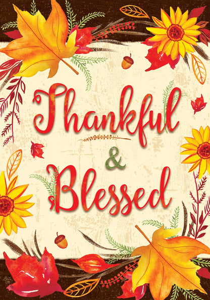 Thankful & Blessed - Flag - 28x40