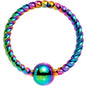 18G 5/16 Rainbow Anodized So Twisted Captive Style Seamless Ring