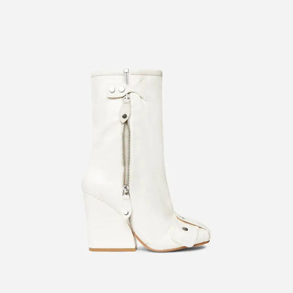 Wedge Heel Leather Large Size Boots