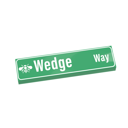 "Wedge Way" Street Sign - Custom Printed - 1x4 Tile Made with LEGO® Parts