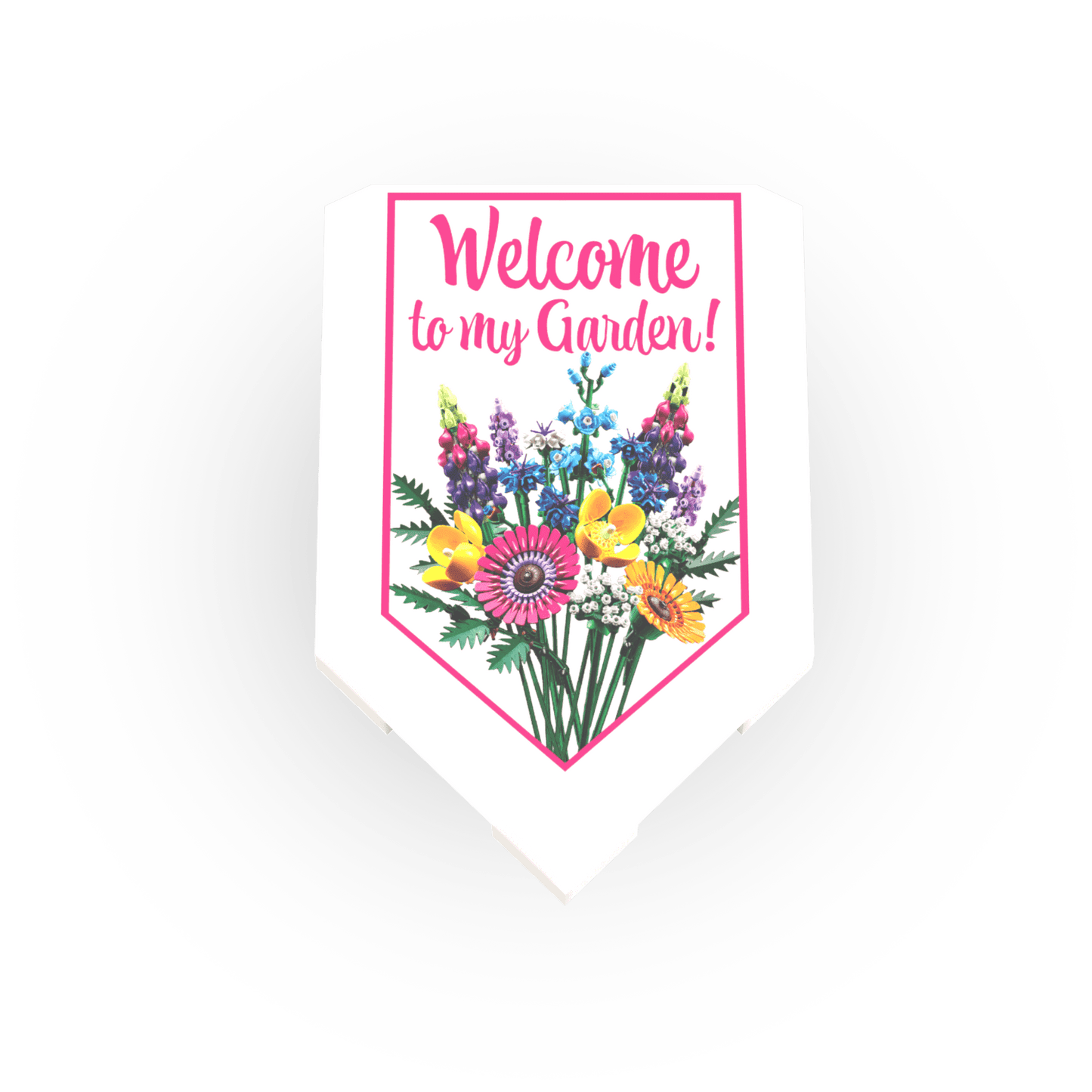 Welcome to My Garden Banner Flag - Custom Printed - Made Using a LEGO® Tile