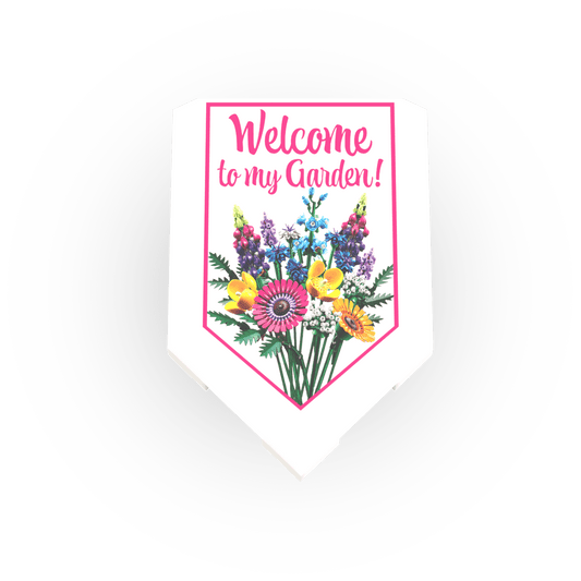 Welcome to My Garden Banner Flag - Custom Printed - Made Using a LEGO® Tile