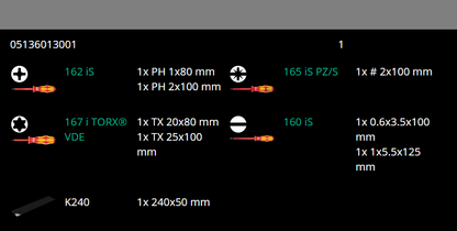 Wera 100 iS/7 VDE Set 1 Kraftform Insulated Screwdriver Set 7 Piece 05136013001