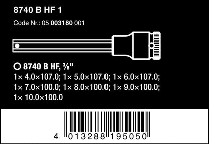 Wera 8740 B HexPlus HF 1 Zyklop Socket Set 3/8" Drive 7 Piece Metric 05003180001