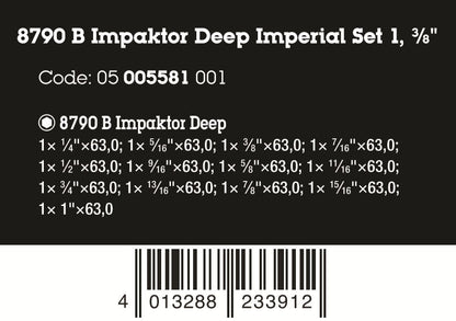 Wera 8790 B Impaktor Deep Imperial Set 1 Socket Set 3/8" SAE 05005581001