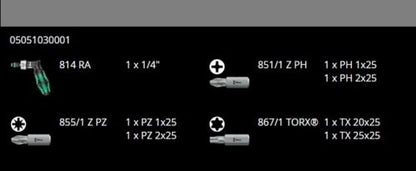 Wera Kraftform Kompakt Vario Pistol RA Ratcheting Screwdriver Set 05051030001