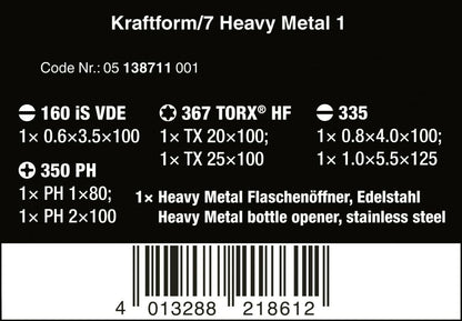 Wera Kraftform/7 Heavy Metal 1 Screwdriver Set 7 Piece 05138711001
