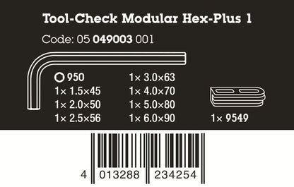 Wera Tool-Check Modular Hex Plus 1 L-Keys Set 7 Pieces Metric 05049003001