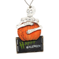 Wooden Halloween Ornament -  Skeleton on a Pumpkin