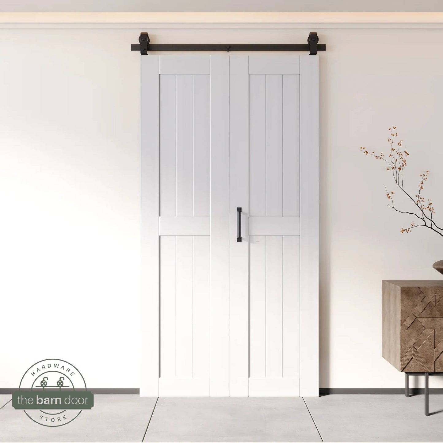 2-Door Bifold Barn Door Kit | Black Hardware