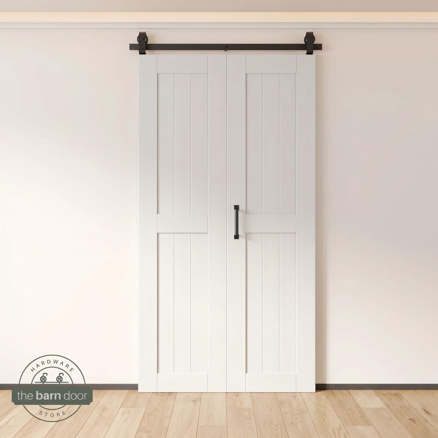 2-Door Bifold Barn Door Kit | Black Hardware