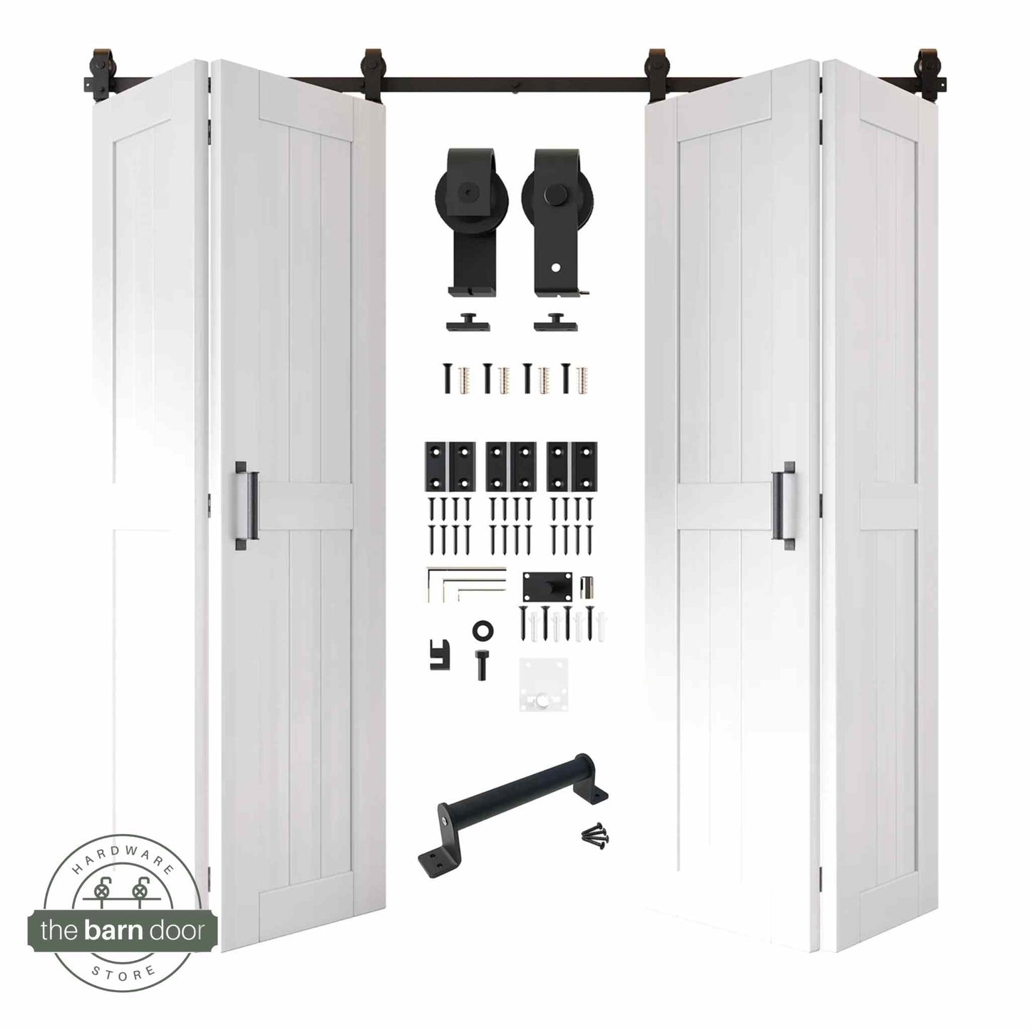 4-Door Bifold Barn Door Kit | Black Hardware