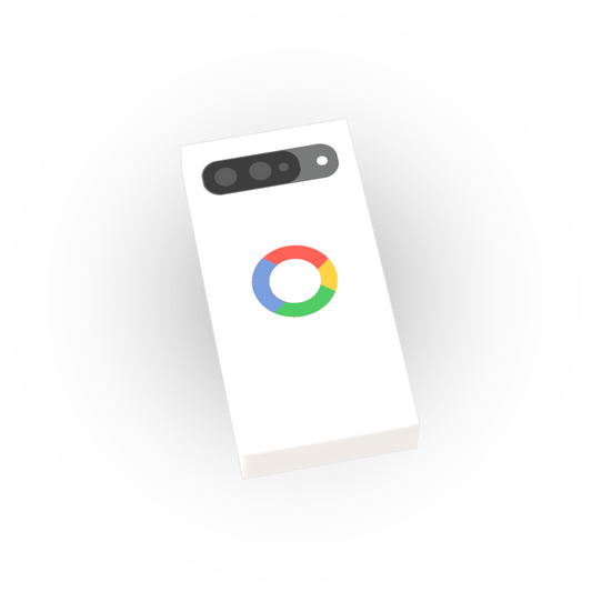 Droid Phone - White Cell Phone - Custom Printed - Made Using a LEGO® Tile