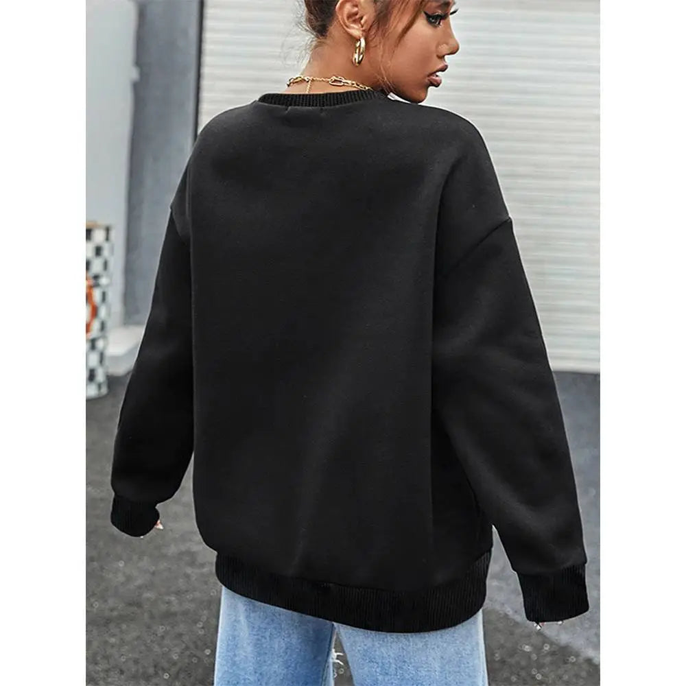 White Graphic Leopard Hat Long Sleeve Sweatshirt