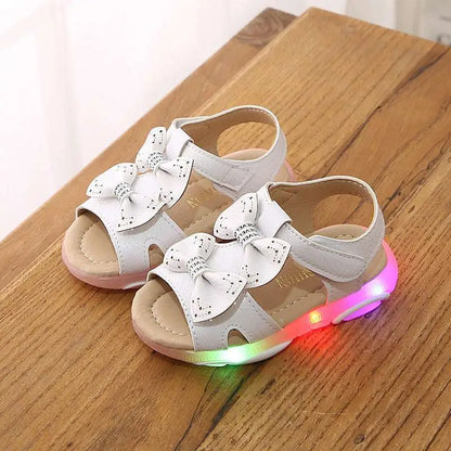 White LED Flashing Princess Shoes with Bows