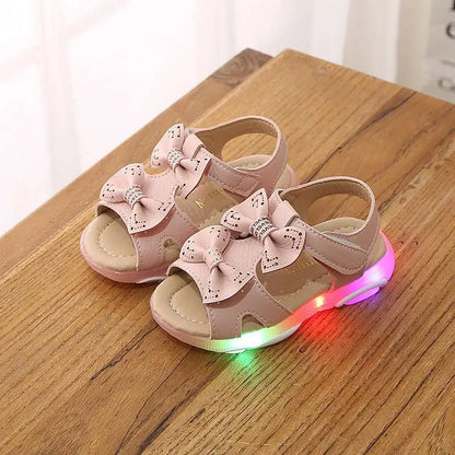 White LED Flashing Princess Shoes with Bows