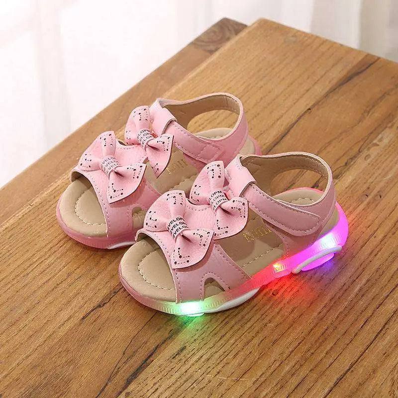White LED Flashing Princess Shoes with Bows