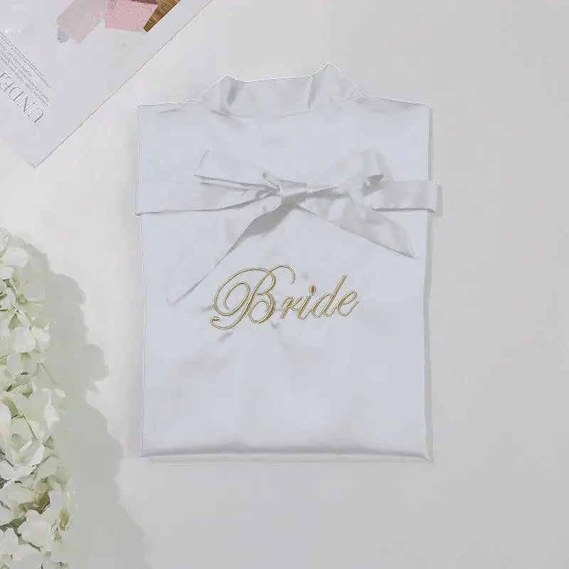 White Satin Bride Simulation Silk Nightgown
