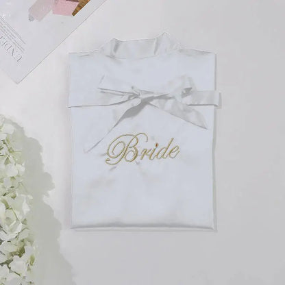 White Satin Bride Simulation Silk Nightgown