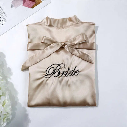 White Satin Bride Simulation Silk Nightgown