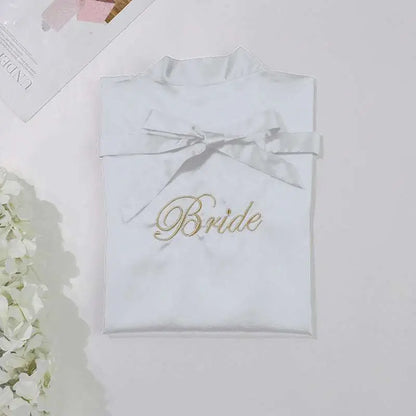 White Satin Bride Simulation Silk Nightgown