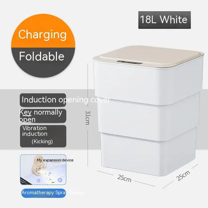 White Smart Trash Can for Living Room Kitchen