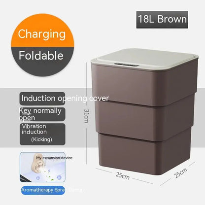 White Smart Trash Can for Living Room Kitchen