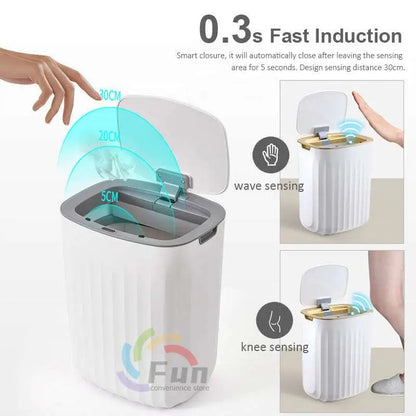 White Smart Trash Can for Living Room Kitchen