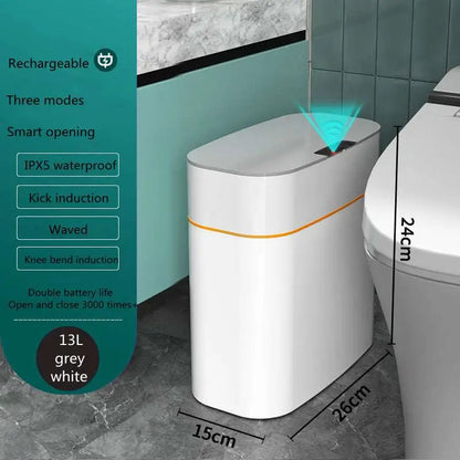 White Smart Trash Can for Living Room Kitchen