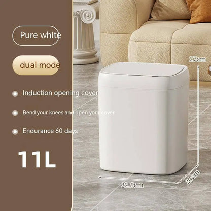 White Smart Trash Can for Living Room Kitchen