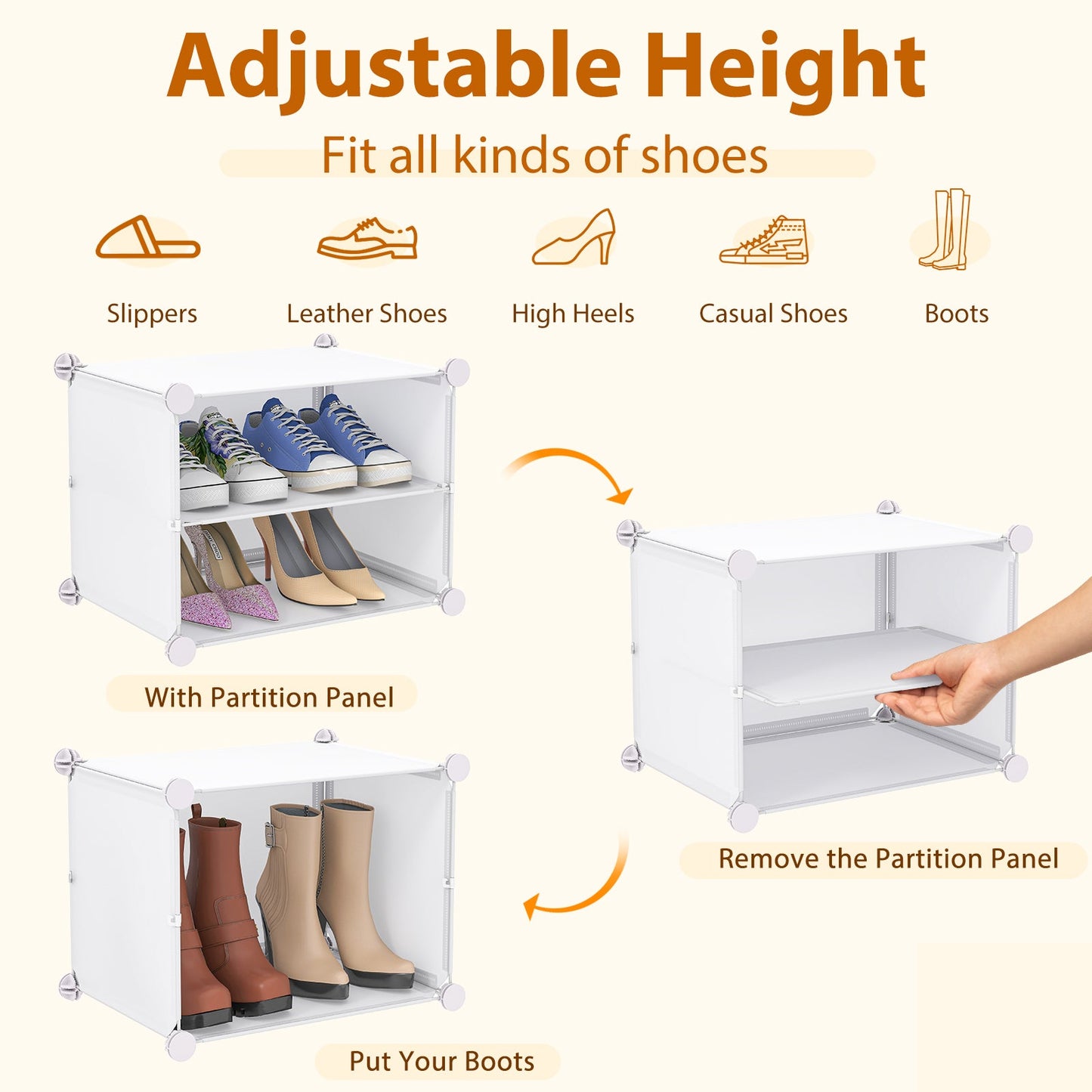 12-Cube 48 Pairs Portable Shoe Shelves with Hook