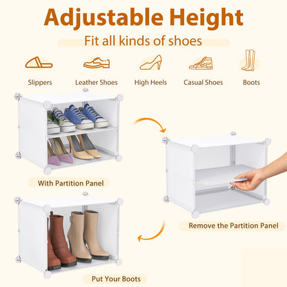 12-Cube 48 Pairs Portable Shoe Shelves with Hook