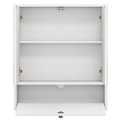 Double Door Wall-Mounted Bathroom Mirrored Medicine Cabinet-White