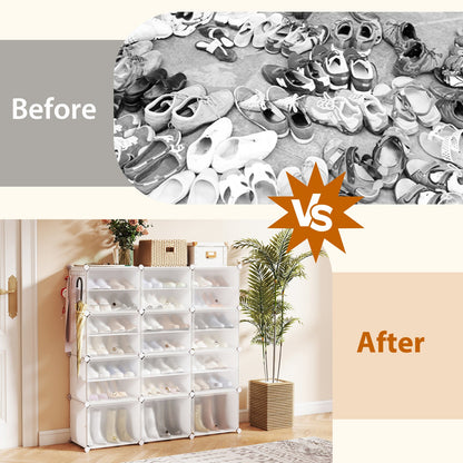 12-Cube 48 Pairs Portable Shoe Shelves with Hook