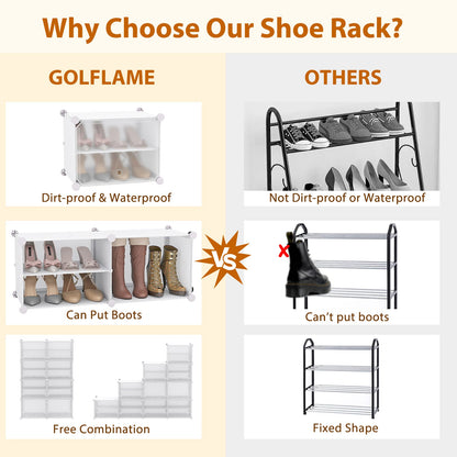 12-Cube 48 Pairs Portable Shoe Shelves with Hook