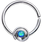 16G 3/8 Blue Synthetic Opal Swirl Set Circular Ring