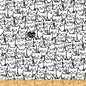 White Stacked Cats Wideback Cotton Fabric per yard