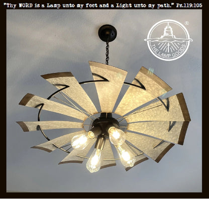 Farmhouse Windmill STATIONARY Chandelier Lighting Fixture 30"