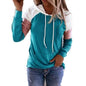 Winter Women’s Fashion Casual Sweatshirts Long Sleeve Hooded Pullover Loose Block Color Pockets Sweatshirts