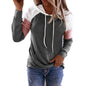 Winter Women’s Fashion Casual Sweatshirts Long Sleeve Hooded Pullover Loose Block Color Pockets Sweatshirts