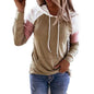 Winter Women’s Fashion Casual Sweatshirts Long Sleeve Hooded Pullover Loose Block Color Pockets Sweatshirts