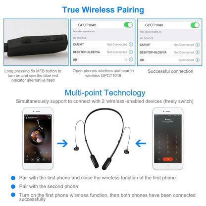 Wireless Neckband Headphones V