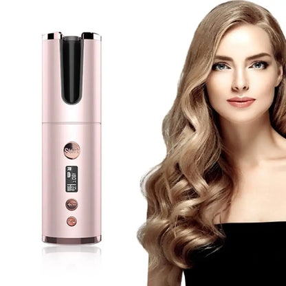 Wireless Rechargeable Curling Iron with Digital Display