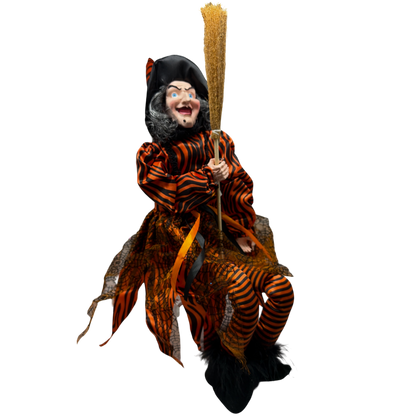 Black and Orange Fabric Sitting Halloween Witch
