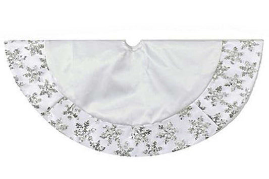 Tabletop Tree Skirts With Sequined Snowflake Border - White