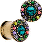 Gold Plated Southwestern Stone Age Double Flare Plug Set 2G to 22mm