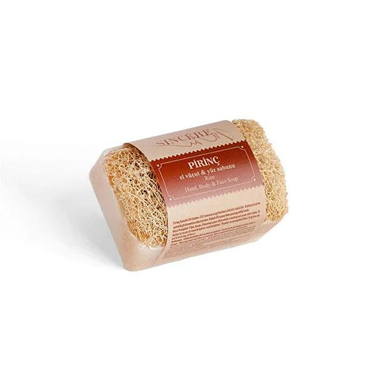 Sincere Rice & Loofah Exfoliating Soap Bar - 120g Natural Turkish Beauty Secret - Gentle Skin Cleansing, Smooth Skin, Natural Exfoliant
