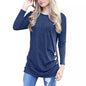 Women Elegant Long Sleeve Round Neck Loose Blouse Tops